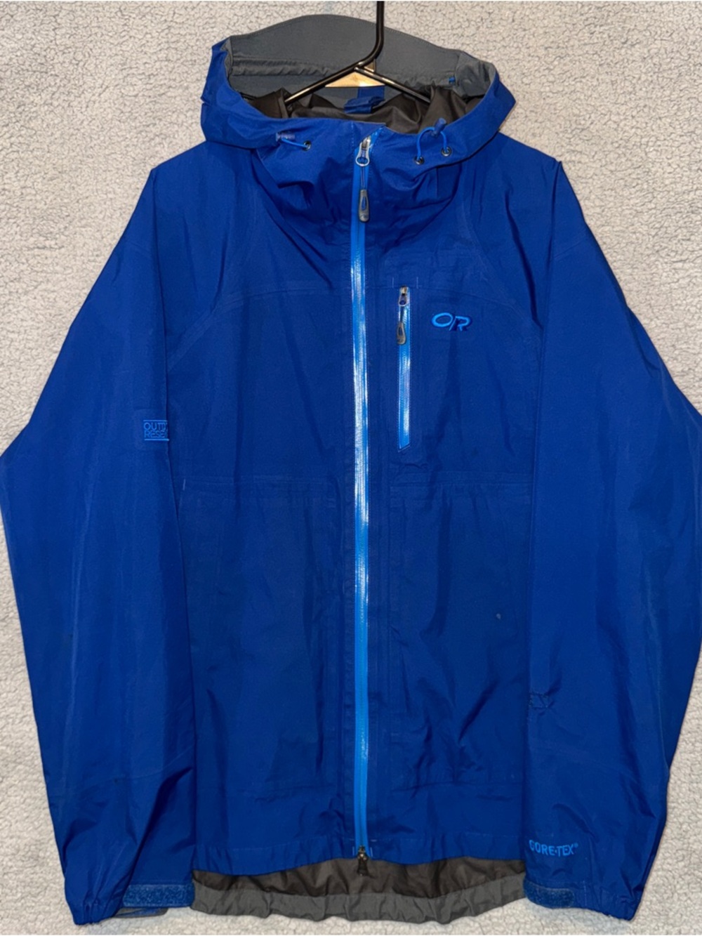 Outdoor Research Men’s Foray hiking Gore-Tex Waterproof Full Zip Jacket Blue Lg
